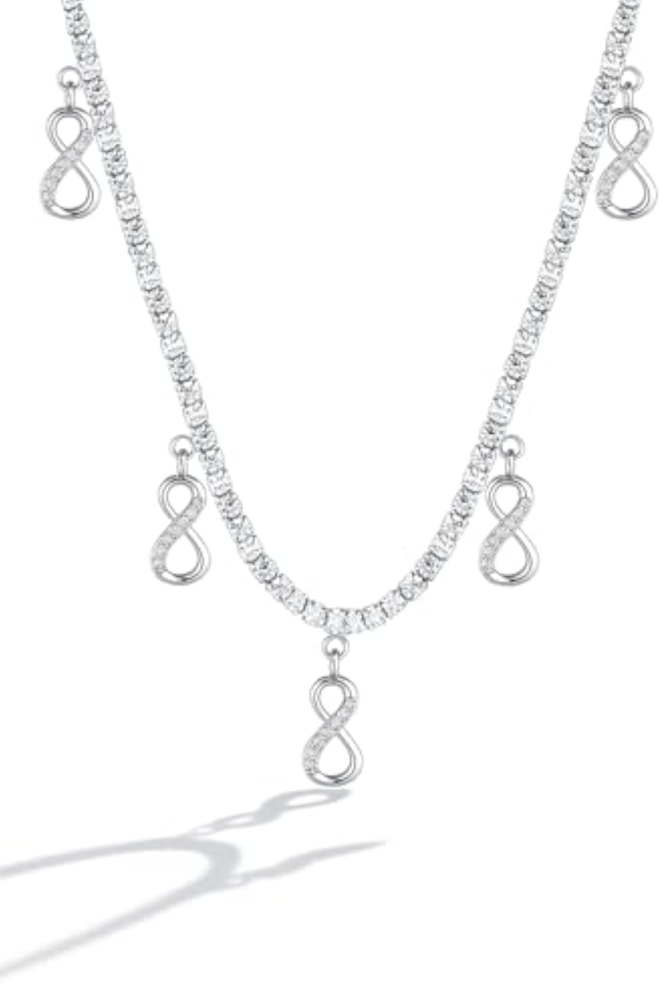 Women's 925 Sterling Silver Infinity Tennis Necklace